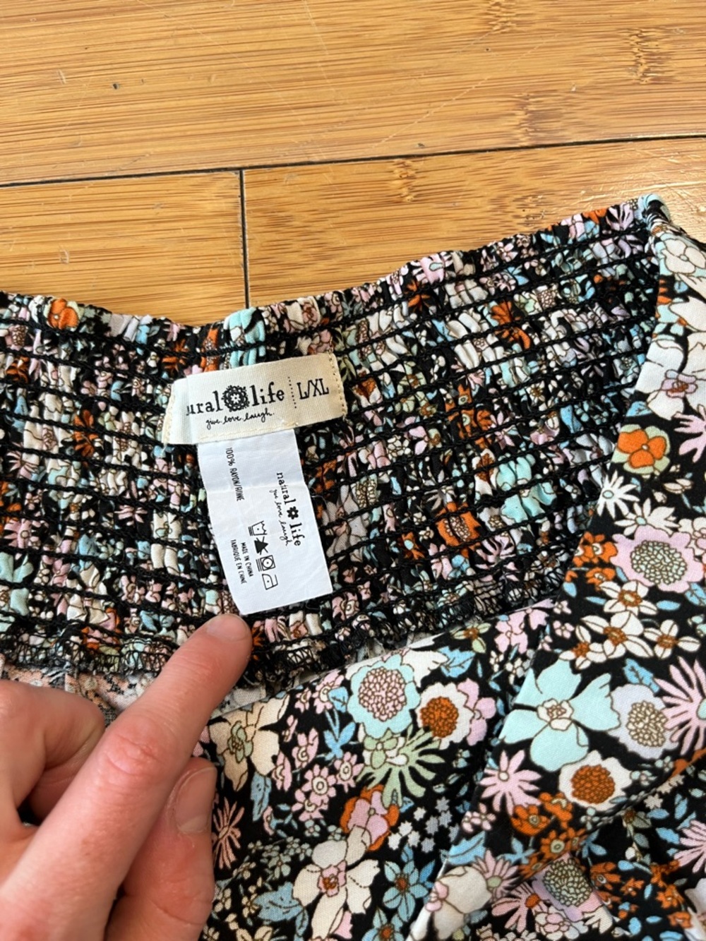 NATURAL LIFE Floral Boho Wide-Leg Palazzo Pants 100% Rayon - Picture 5 of 9